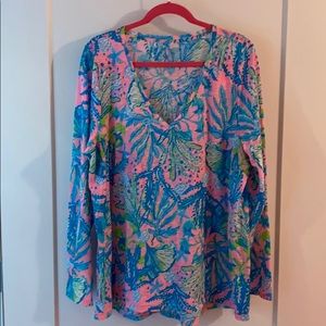 Lilly Pulitzer Etta long sleeve top mandevilla